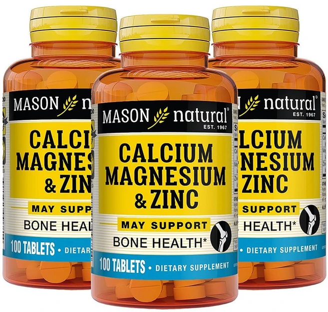 MASON NATURAL 내추럴 칼슘 마그네슘 아연 100정 205593, MASON 내추럴 칼슘 마그네슘 아연 100정, 1개 - 쿠팡