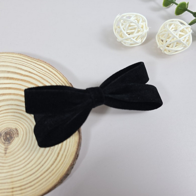 미니 작은 벨벳 리본 앞머리 옆머리 고정 자동핀 헤어핀