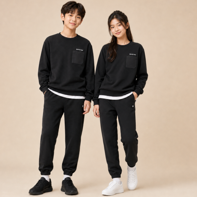 2위 - 블랙야크키즈 아동 레이어드 맨투맨 조거팬츠 트레이닝 상하세트 블랙