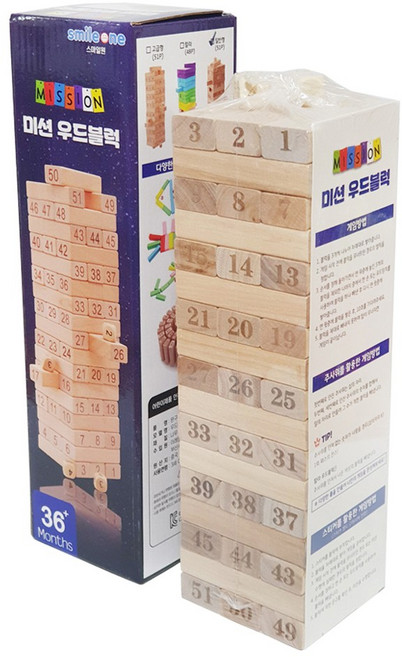 스마일원 고급형 칼라 일반형 우드블럭 보드게임, 1개