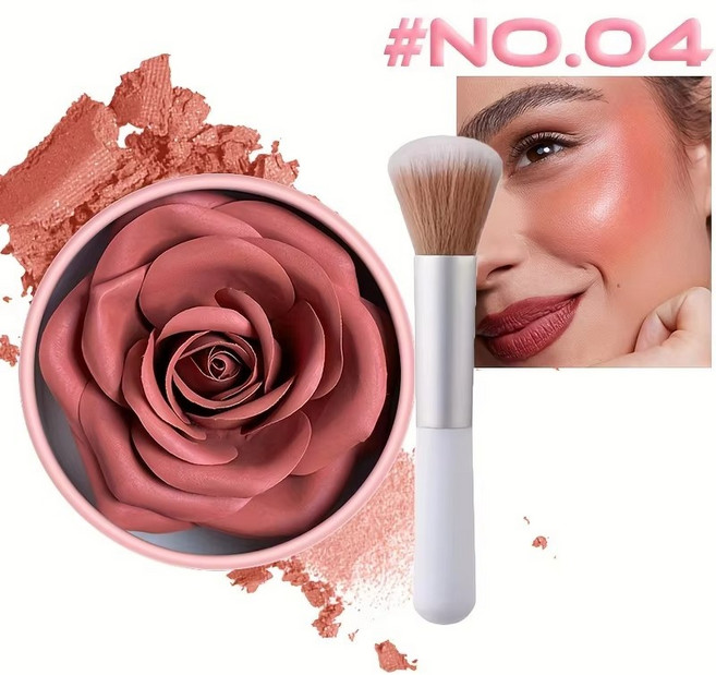 블러셔 3D 꽃잎 로즈 블러쉬 메이크업 하이라이터 - 방수 오래 지속되는 꽃 페이스 파우더 장미 모양, [05] 2pcs-04