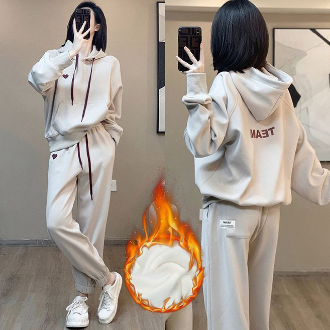 POMTOR 여성 봄가을 겨울 트레이닝 세트 캐주얼 투피스