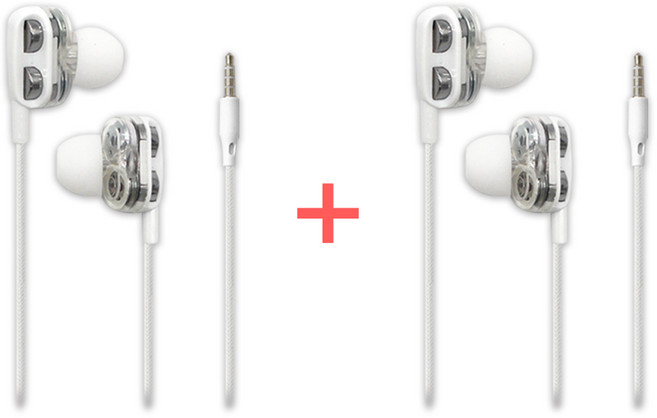 BSE-S1 듀얼 유닛 이어폰 번들 2개 1세트 3.5mm 4극 커널형 블랙 화이트, 화이트+화이트