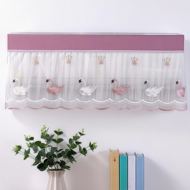 hihia-166 북유럽풍 스판 벽걸이 에어컨커버 보관 덮개 삼성 엘지 휘센 위니아 메드윌 방진 및 자외선 차단, 분홍색 백조