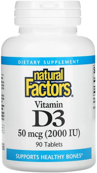 네추럴팩터스 비타민D3 50 mcg (2000 IU) 90정, 1개 - 쿠팡