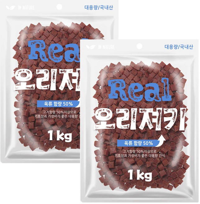 인네이처 리얼 국내산 강아지 간식, 2개, 1kg, 오리져키