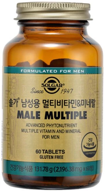 솔가 남성용 멀티비타민& 미네랄, 60정, 1개 - 쿠팡