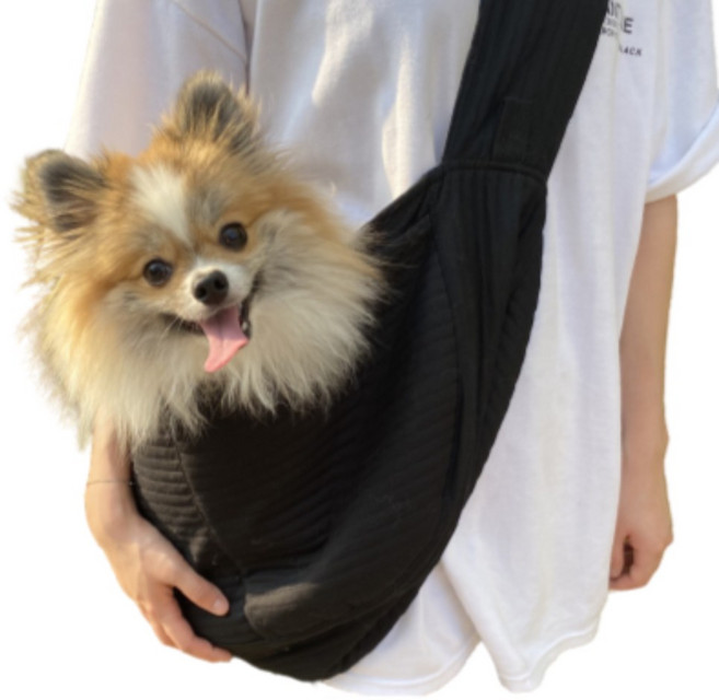 강아지 슬링백 이동가방 포대기 산책가방 애견 포대기 고양이, 검정, 1개