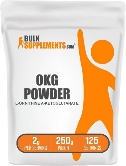 아르기닌 BulkSupplements.com L오르니틴 알파케토글루타르산 분말 OKG 일산화질소 오르니틴 글루텐 프리 1회 제공량당 2000mg 250g (8.8온스) (1팩), 8.81 Ounce (Pack of 1), 1개