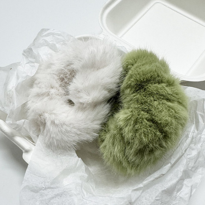 에코 토끼털 파스텔 6색 헤어 슈슈 곱창 머리끈