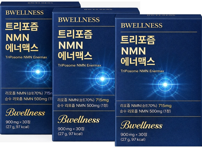 비웰니스 리포좀 NMN 1정당 순수함량 500MG 에너맥스, 3개, 30정