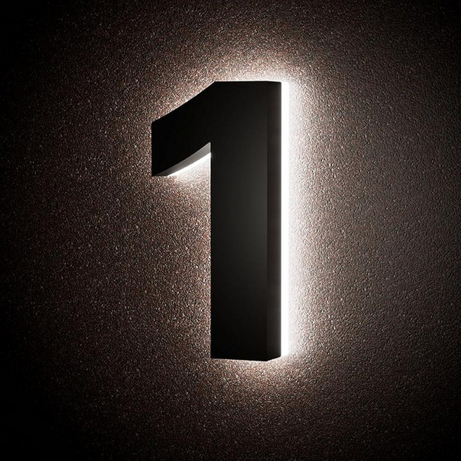 LLtronation 외부용 12.7cm5인치 백라이트 집 번호 스테인리스 스틸 LED 조명 주소 집 레스토랑용 현대적인 표지판 방수 103931, 5 inch, 5IN-1-블랙