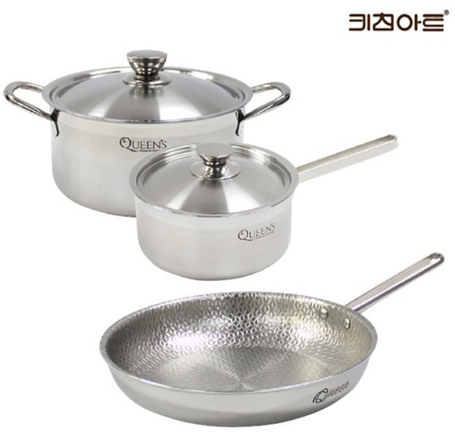 퀸즈 IH통3중 304스텐 냄비세트 (편18+양20)+퀸 엠보스텐 후라이팬 28cm, 1개, 없음
