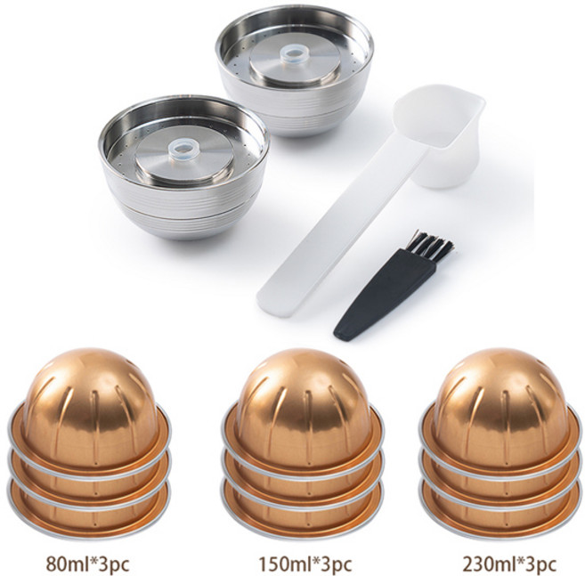 Nespresso Vertuo Next Vertuoline 재사용 가능한 스테인레스 스틸 캡슐에만 사용 가능 포드가 포함된 리필형 커피 필터, [17] 2pc-9Cup body