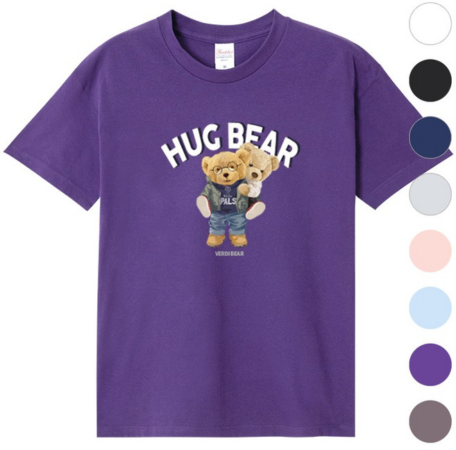 면티 퍼플 베르디베어 남자 여자 반팔티 티셔츠