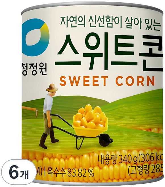 청정원 스위트콘 통조림, 340g, 6개
