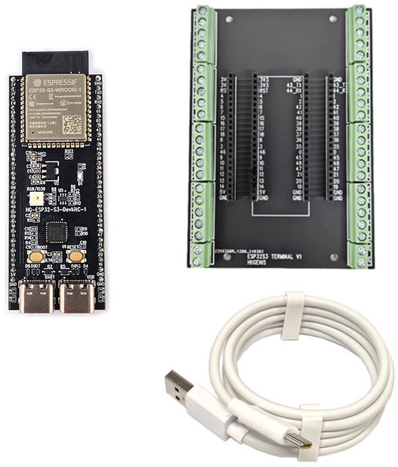 HG ESP32-S3 DevKitC-1 USB Type-C + 전용 터미널 단자대 + USB 데이터 케이블