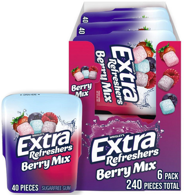 엑스트라 리프레쉬 3종 베리 믹스 츄잉껌, 6개