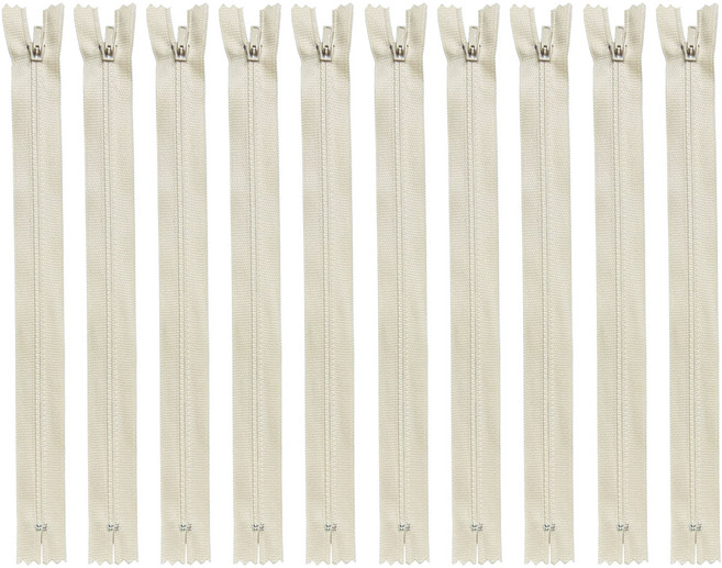 22cm 양면지퍼 8.6인치 바지지퍼 일반지퍼 칼라지퍼, 10개, 연베이지