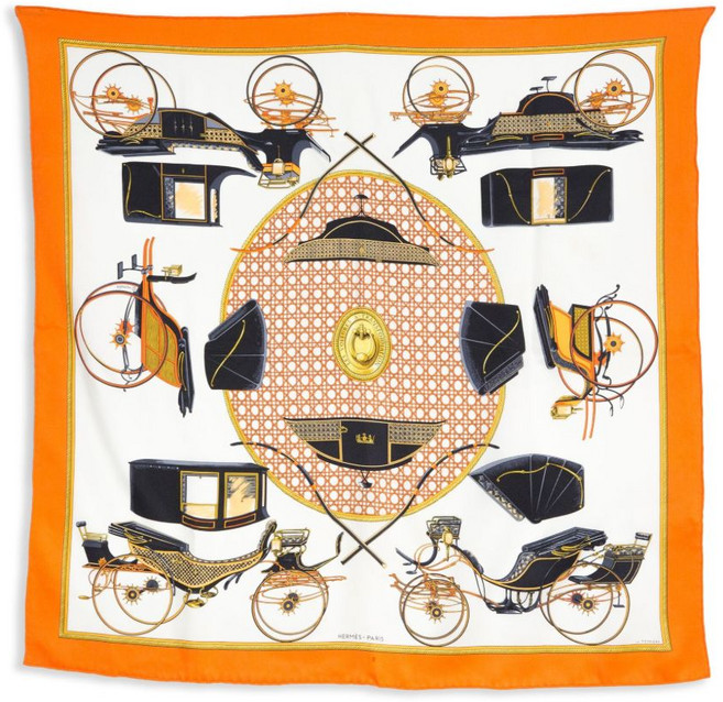 에르메스 중고 1990s 보투르 아 트랜스포메이션 바이 F. 드 라 페리에르 스카프