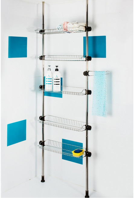 DAMDA 기둥 설치형 욕실선반 화장실 무타공 수납, 1개, 스텐