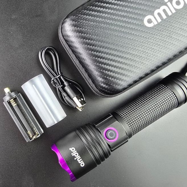 아미디오 충전식 LED UV라이트UL-311(2000mAh 배터리 포함) 축광 365nm 경화 형광 탐지, 1개, 블랙