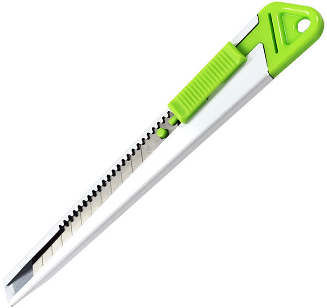 화신 스틸 커터칼 소 9mm KN-201W, 그린, 10개