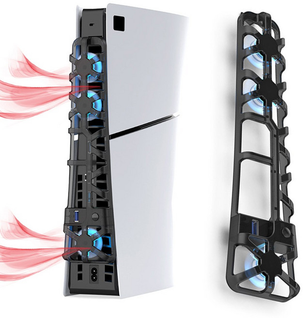 PS5 슬림 쿨러 DOBE 발열방지 쿨링팬, 블랙, 1개