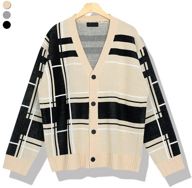 오마보이 남성용 베리모어 체크 박스 가디건