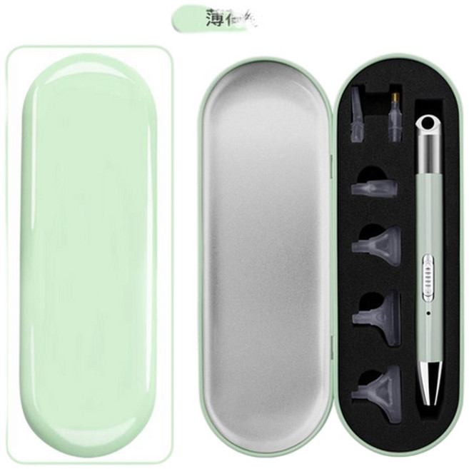USB發光點鑽筆 十字繡貼鑽照明筆 鑽石畫工具, 1個, 薄荷綠6件套 - 鐵盒裝