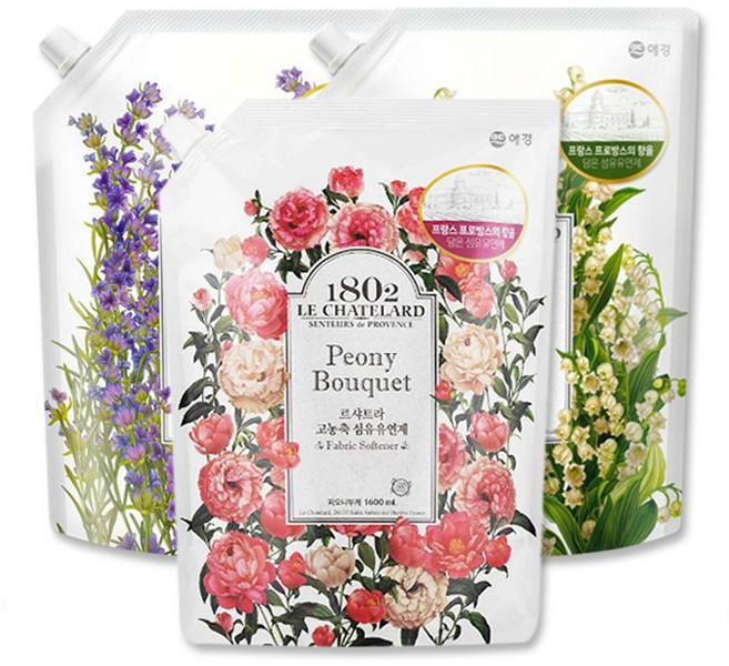 르샤트라 섬유유연제 라벤더+피오니+뮤게 1.6L 3종세트, 1개