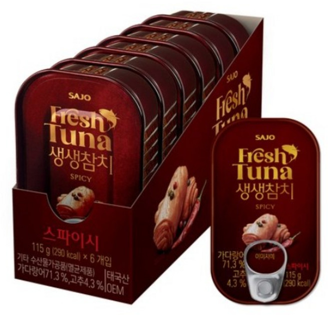 해표 생생 참치 스파이시, 115g, 36개