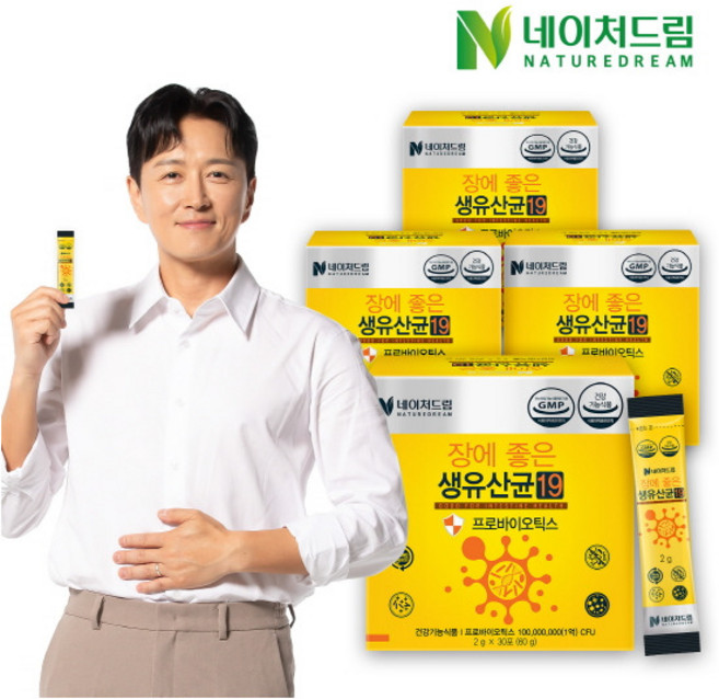 네이처드림 장에좋은 생유산균19 30p, 60g, 4개