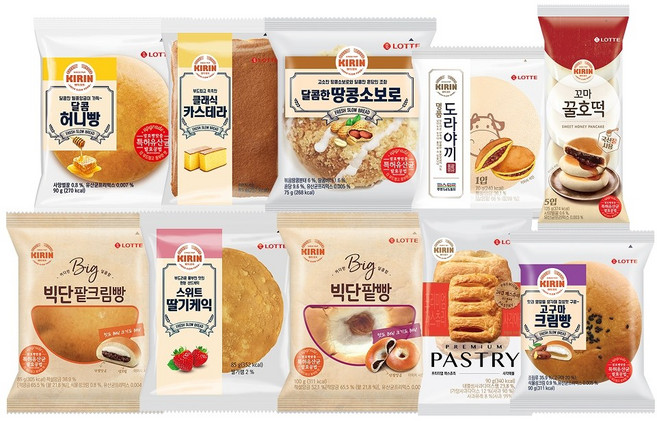 [빵공장 직송] 롯데베이커리 간식빵 10종 모음, 1세트, 895g