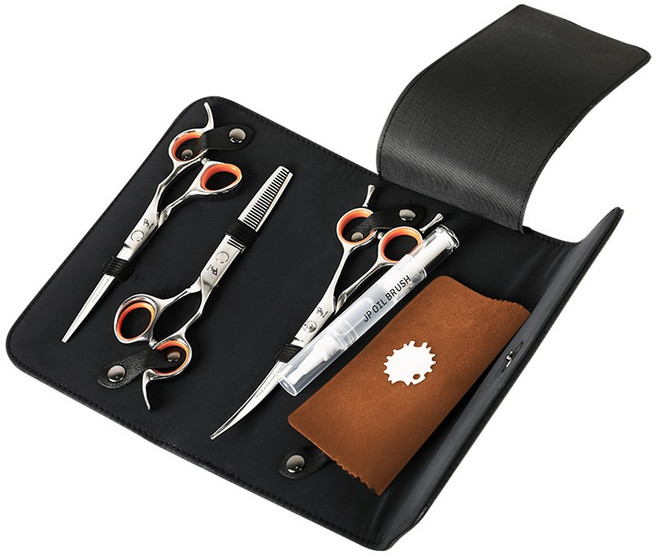 닉센 강아지 미용가위 3종세트 셀프 고양이 반려견 커브 숱 민가위, 3종 가위집세트 블랙, 1개