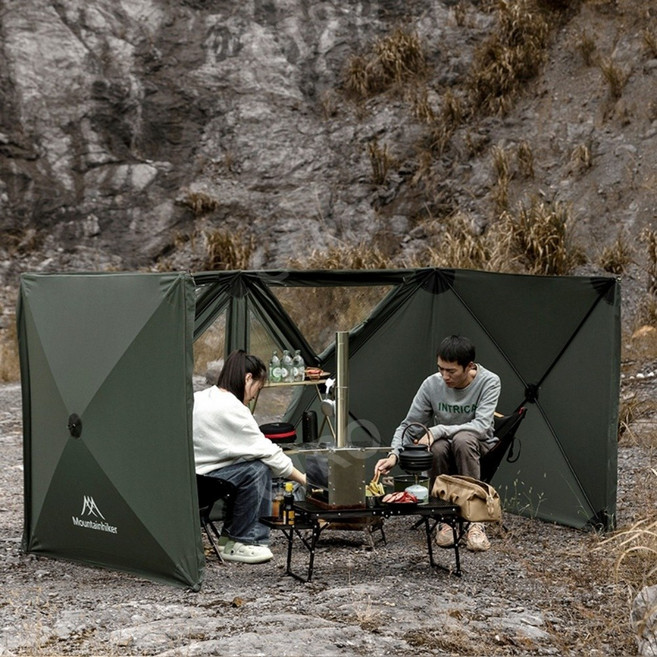 마운틴하이커 원터치 윈드스크린 TPU창 타프 스크린, 업그레이드 윈드스크린 (밀리터리 그린)