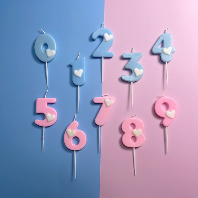 생일 숫자초 파티 기념일 케이크초 귀여운 특이한 예쁜 용품, 10개, 15g, 하트뿅(하늘)