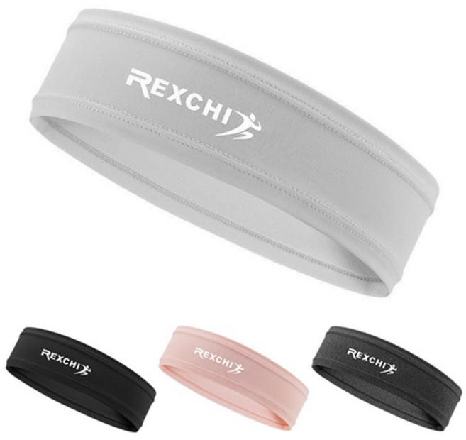 REXCHI 涼感冰絲髮帶 居家休閒運動頭巾 柔軟透氣, 淺灰色X2, 1個