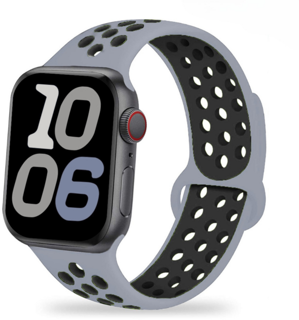 밴드톡 애플워치 호환 펀치 리버스 애슬리틱 실리콘 스트랩 울트라1/2/3 SE1/2/3 11 10 9 8 7 6 5 4 3 2 1, 그레이/블랙, 1개