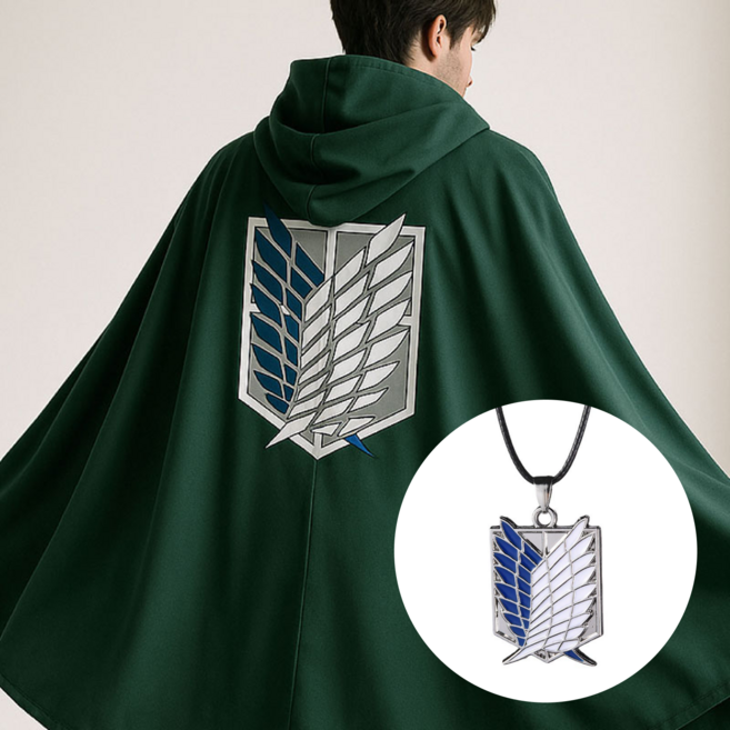 엘쏘 진격거 조사병단 자유의날개 코스튬 목걸이 + 망토 세트