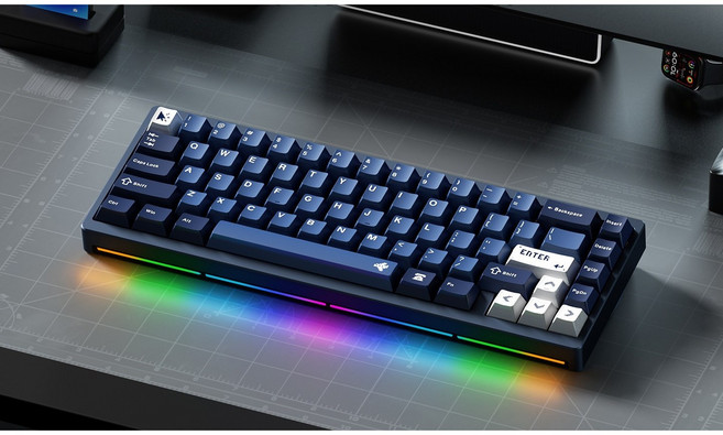 WEIKAV nut65 알루미늄 3모드 무선 기계식 키보드, anodized blue, 리니어축