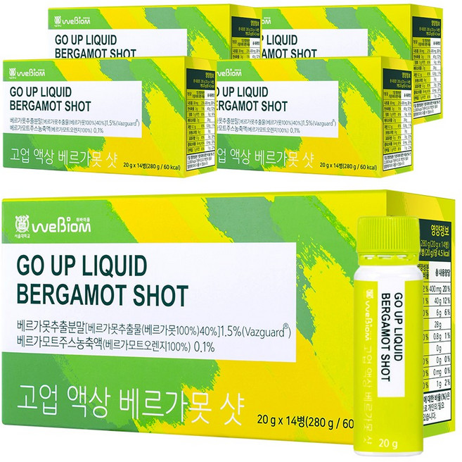 서울대위바이옴 고업 액상 베르가못 샷, 14회분, 280g, 5개
