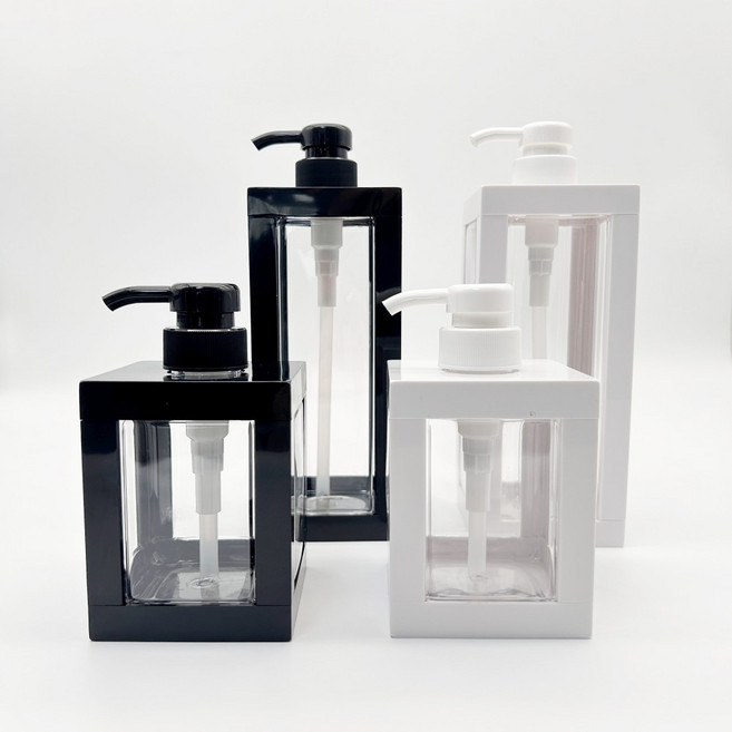 사각 모던스타일 리필 디스펜서 용기 500ml 1000ml 공병 샴푸통 로션통 바디워시, 1개, 블랙 1000ml