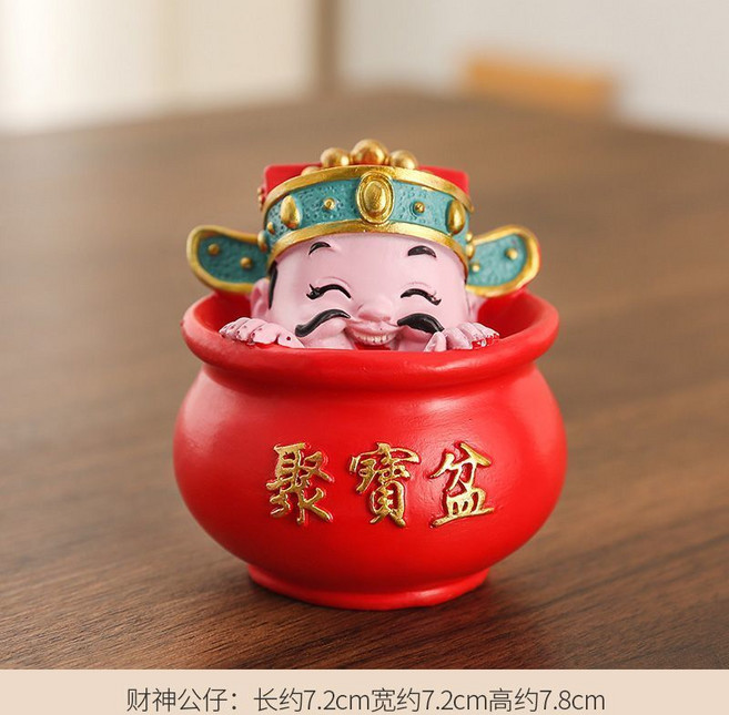 財神公仔 聚寶盆 擺件, 【聚寶盆】人物, 金黃, 聚寶盆