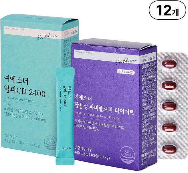 본사직영 여에스더 파비플로라 x 알파CD 세트 l 장용성 파비플로라 다이어트 x 알파CD 2400 l, 12박스, 14회분