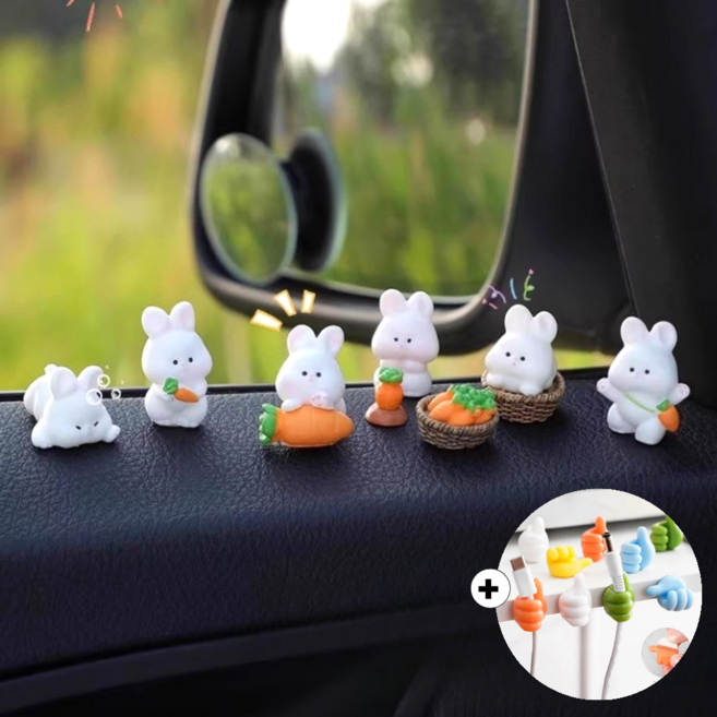 벤브릿 차량용 대시보드 인테리어 피규어 8종, 1세트, 미니토끼