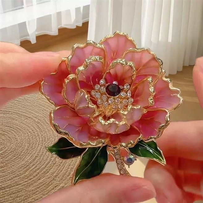 高檔牡丹花精緻胸針 國潮中式古典胸花 氣質別針