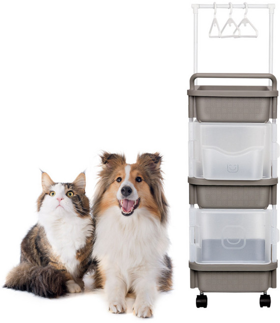 펫티 강아지 고양이 애완용품 정리함 애견애묘사료통 이동옷장, 화이트, 1개