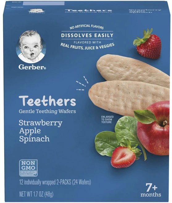 거버 티서스 젠틀 티씽 웨이퍼 4g, 딸기 + 사과 + 시금치, 12개 - 쿠팡