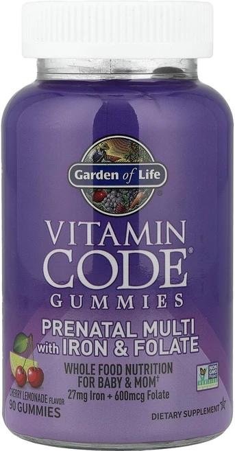 단백질 비타민 철분 마그내슘 칼슘 Garden of Life Vitamin Code 구미젤리 철분 및 엽산 함유 프리네이탈 멀티 체리 레모네이드 맛 구미젤리 90개 고루고루섭취해주, GardenofLifeVitaminCode구미젤리철분및, 1개 - 쿠팡
